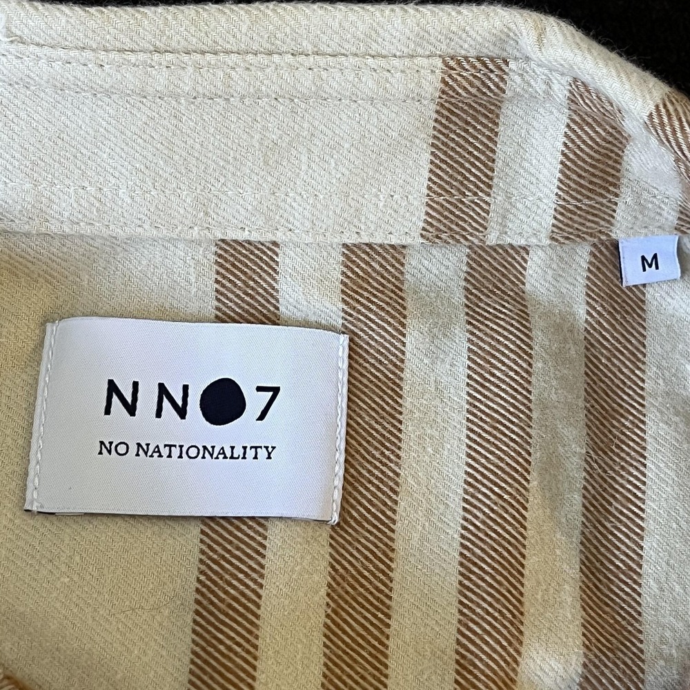 NN07 No Nationality Shirt Mens Medium Tan Plaid Sixten Button Down Long Sleeve - Picture 5 of 9